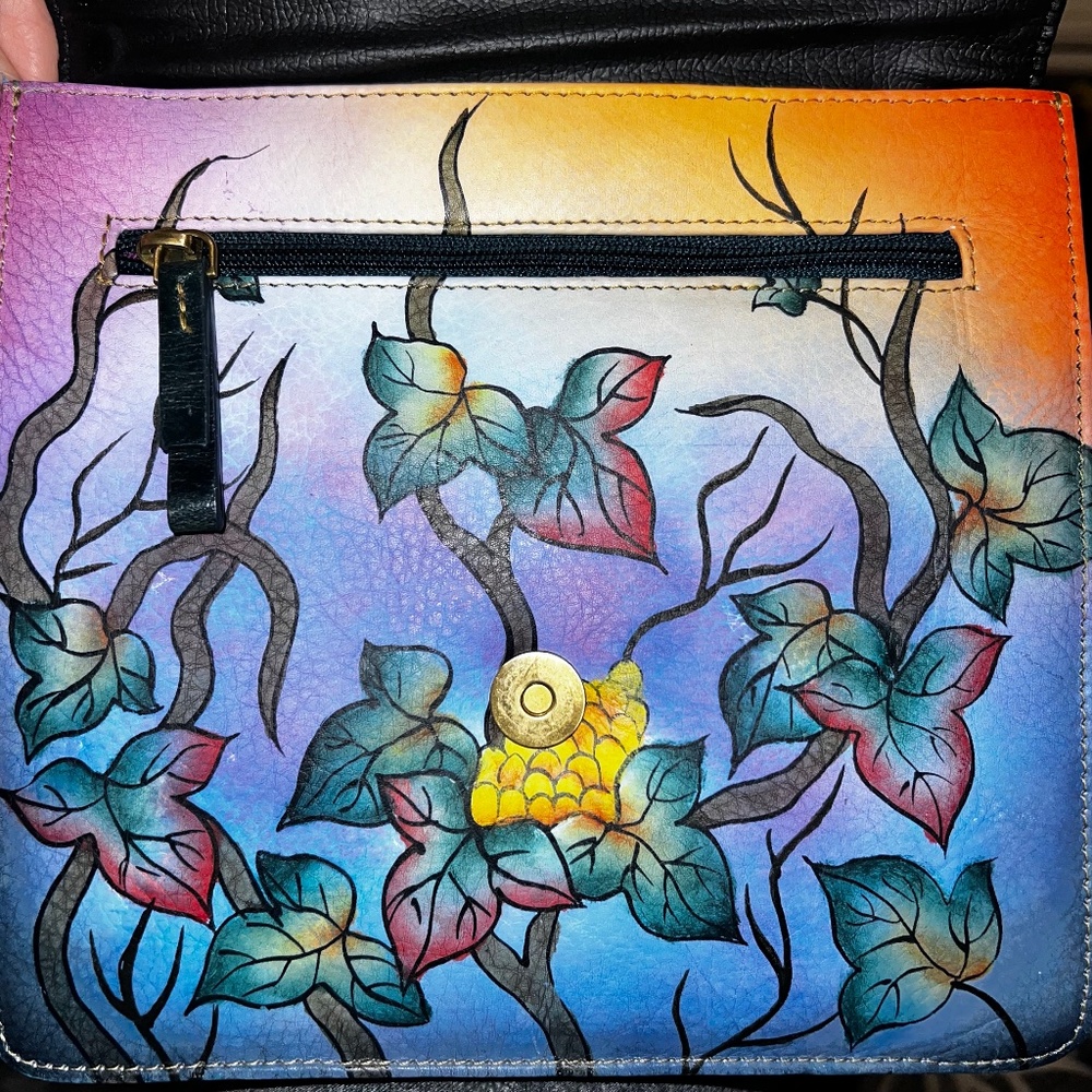 Original by Sharif Hand Painted Leather Bird Floral Crossbody & Wallet - Picture 7 of 14